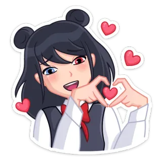 ❤️ fille anime, coeur mains, mignon, dessin animé, autocollant telegram sticker
