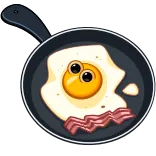 🍳 ovo, bacon, café da manhã, comida, frigideira, desenho animado telegram sticker
