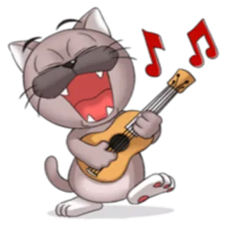 🎼 猫, 音楽, ギター, ウクレレ, 漫画, 動物, 歌 telegram sticker