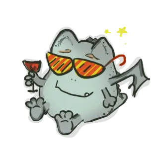 😎 コウモリ, ワイン, サングラス, アニメ, かわいい, アルコール telegram sticker
