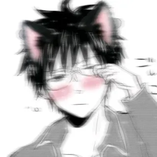🖤 Аниме, Кошачьи уши, Кавай, Милый, Мультфильм, Наклейка telegram sticker
