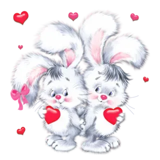 😍 зайчик, кролик, сердечки, милый, любовь, день святого Валентина telegram sticker