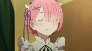 🍓 Ram Re:Zero Anime, Maid, Capelli Rosa, Kawaii, Waifu, Ram, Re:Zero telegram sticker