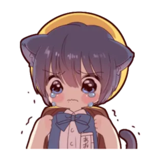 🍓 あお Anime, Gato, Chorando, Kawaii, Sticker telegram sticker