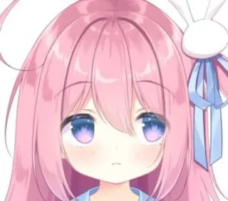 🙁 Anime, Manga, Lindo, Kawaii, Pelo rosa, Chica, Dibujos animados whatsapp sticker