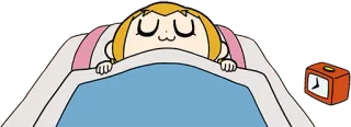 😴 Popuko Pop Team Epic anime, cartoon, sleeping, bed, alarm clock telegram sticker