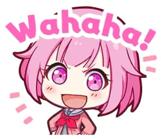 😂 Wahaha! anime, cartoon, cute, pink hair, chibi, laughing whatsapp sticker