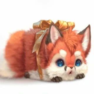 🎁 fox, animal, cute, gift, ribbon, cartoon, adorable telegram sticker