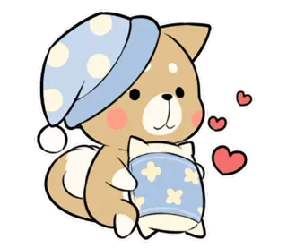 😪 щенок, милый, собака, спящий, подушка, каваий, стикер telegram sticker