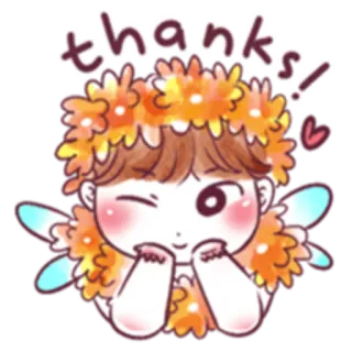 🙏 thanks! fofo, anjo, flor, obrigado, piscadela, desenho animado telegram sticker