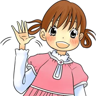 👋 chica, anime, saludando, dibujos animados, alegre whatsapp sticker