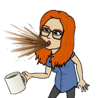 😱 coffee, cartoon, woman, drink, bitmoji telegram sticker