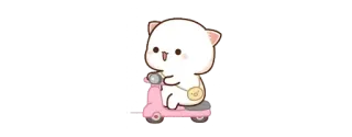 🛵 귀여운, 카와이, 고양이, 스쿠터, 분홍색, 사랑스러운, 만화, 애완 동물 telegram sticker