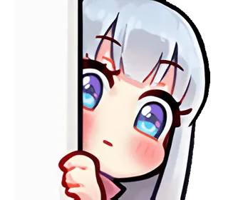 💙 动漫女孩, 卡哇伊, 可爱, 偷看, 白发, 大眼睛 telegram sticker