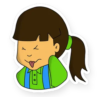 😝 Cartone animato, Ragazza, Disgusto, Faccia disgustata, Lingua, Espressione, Adesivo telegram sticker