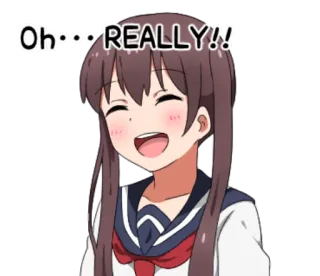 😅 Oh... REALLY!! Anime, Chica, Sarcástico, Expresión, Lindo, Sonriendo telegram sticker