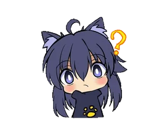 🤔 Anime, Chica gato, Signo de interrogación, Confundido, Chibi, Lindo telegram sticker