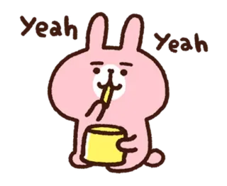 ✌ Yeah Yeah rabbit, pink, cartoon, eating, cute, animation whatsapp sticker