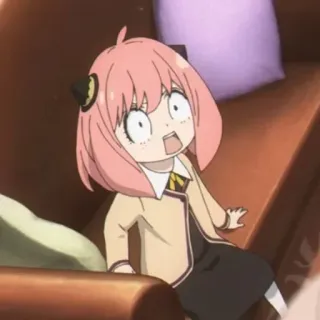 🥜 Anya Forger Spy x Family Anime, Cartoon, Grappig, Meme, Anya, Spy x Family, Geschrokken telegram sticker