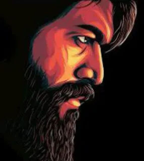 😎 hombre, barba, retrato, perfil, ilustración, arte telegram sticker