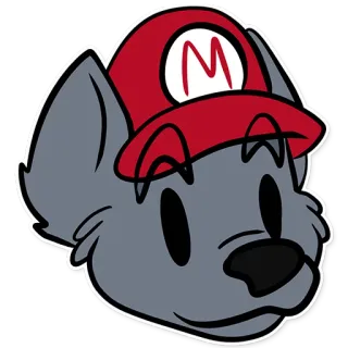 🙂 lobo, dibujos animados, mascota, antropomórfico, personaje, cabeza, sombrero rojo telegram sticker