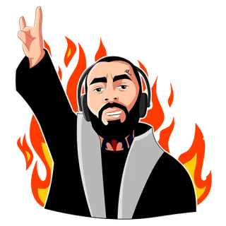 🔥 man, beard, headphones, fire, sticker telegram sticker