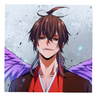 😃 Anime, Manga, Personnage, Fantaisie, Ailes, Ailes violettes whatsapp sticker
