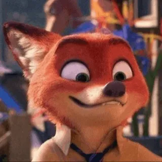 🦊 Nick Wilde Zootopia Nick Wilde, Zoomania, Disney, Fox, Zeichentrickfigur, Lächelnd telegram sticker