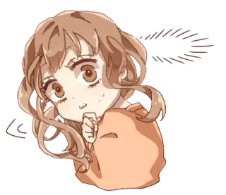 👩 Anime, Mädchen, nervös, denkend, süß, Chibi telegram sticker