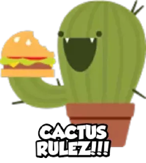 👍 CACTUS RULEZ!!! cactus, burger, funny, cartoon, plant telegram sticker