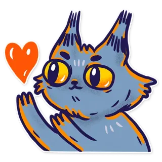 😘 gato, coração, fofo, animal, desenho animado, amor whatsapp sticker