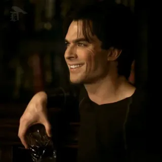 🍸 Damon Salvatore The Vampire Diaries vampier, glimlach, Ian Somerhalder, tv serie, fantasy telegram sticker