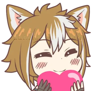 ❤️ chica anime, orejas de gato, corazón, lindo, pegatina telegram sticker