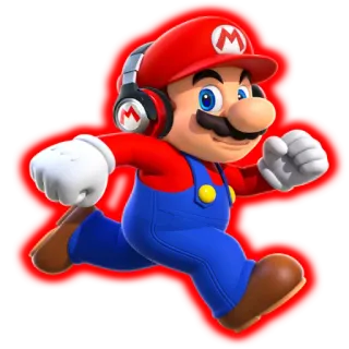 🎧 Mario Mario, video game, personagem, correndo, vermelho, desenho animado telegram sticker