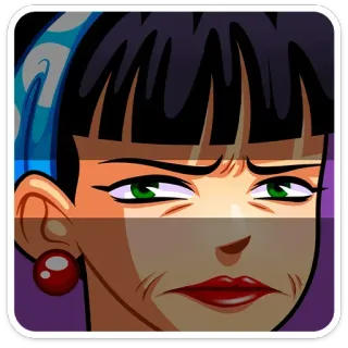 👀 woman, cartoon, portrait, face, expression, sticker whatsapp sticker