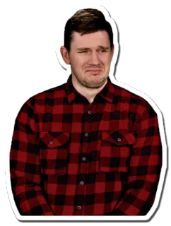 😢 pria, sedih, flanel, orang, ekspresi telegram sticker