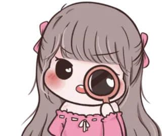 🥺 漫画, 女の子, 可愛い, 虫眼鏡, ステッカー telegram sticker