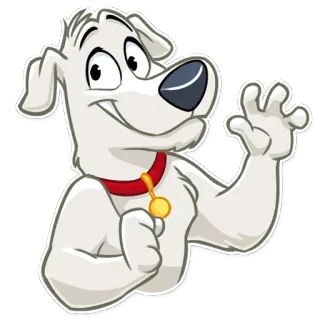 👋 chó, động vật, thú cưng, hoạt hình, thân thiện, chó trắng, vòng cổ telegram sticker