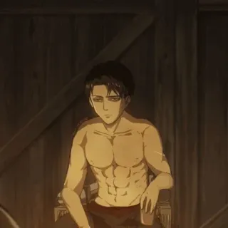 🖤 Levi Ackerman Attack on Titan Anime, Manga, Levi, Attack on Titan, Ontbloot bovenlijf, Spieren telegram sticker