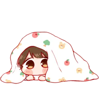 💞 mono, chibi, escondido, manta, dibujos animados whatsapp sticker