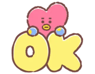 ⭕️ OK ok, positive, agreement, cute, heart telegram sticker