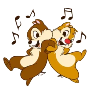 🎶 Chip and Dale dibujos animados, ardilla listada, Disney, animado, dúo, notas musicales, bailando telegram sticker