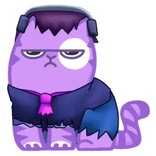 ❤️ naklejka, kot, kreskówka, zwierzę, fioletowy, słodki, ilustracja telegram sticker