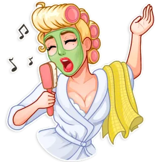 🎶 woman, singing, beauty, spa, music, face mask telegram sticker