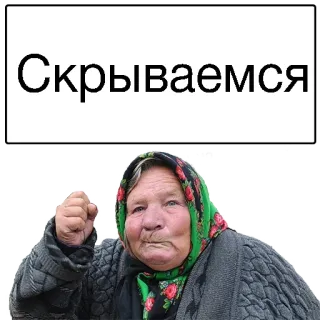 😞 Скрываемся abuela, mujer, escondido, ruso, bufanda telegram sticker