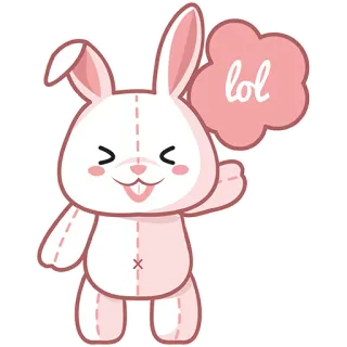 😄 lol ウサギ, 笑, 可愛い, かわいい, ウサギ, マンガ telegram sticker