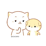 👌 gato, perro, animal, lindo, dibujos animados, amistad telegram sticker