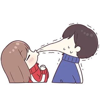 ❤️ cartoon, couple, love, kissing, affection, cute, relationship whatsapp sticker
