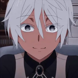 🍓 anime, jongen, wit haar, cartoon, schattig telegram sticker