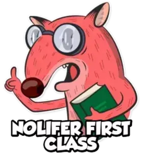 😬 NOLIFER FIRST CLASS animal, book, glasses, cartoon, humor, education telegram sticker